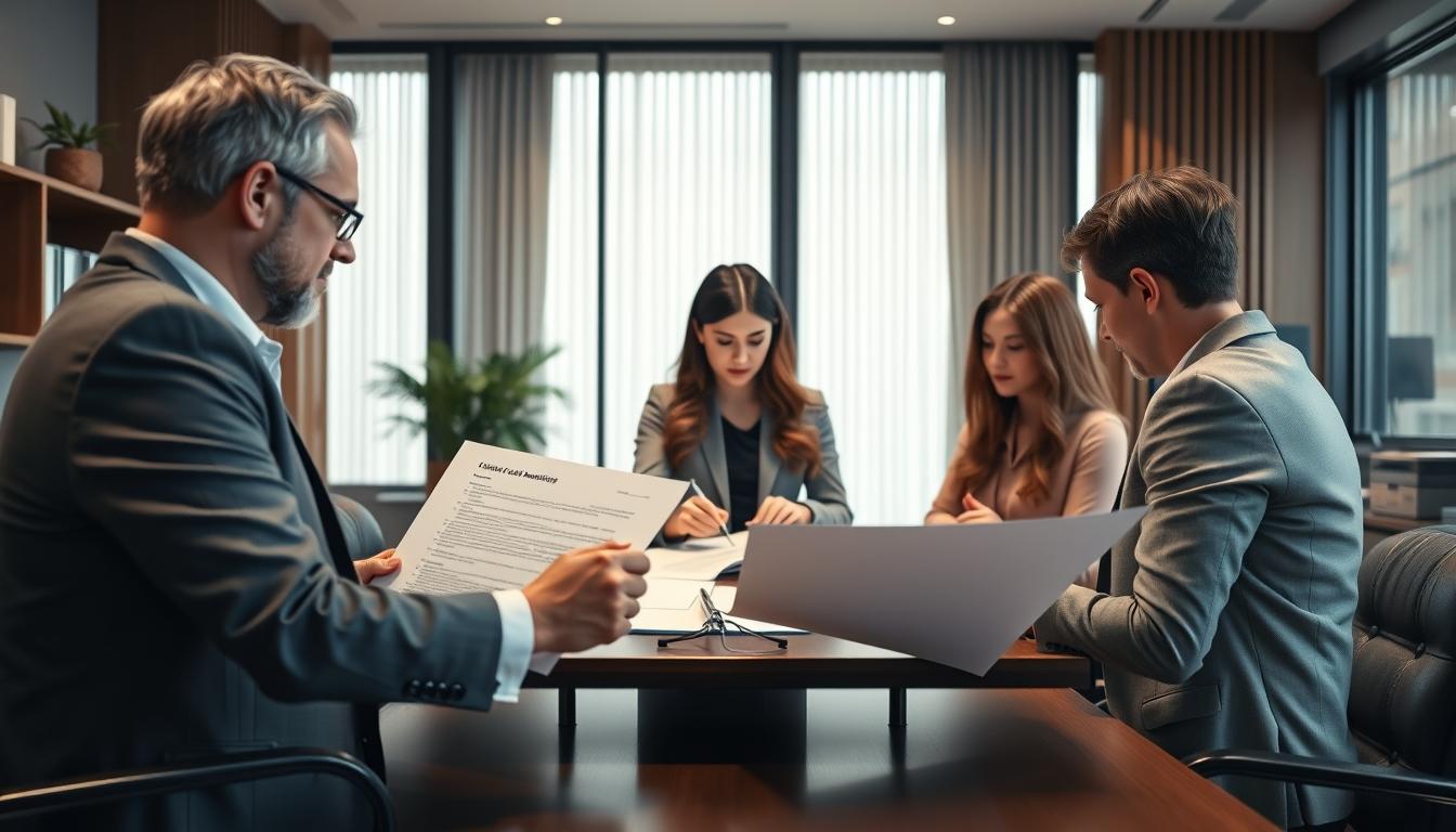 Family reviewing legal documents